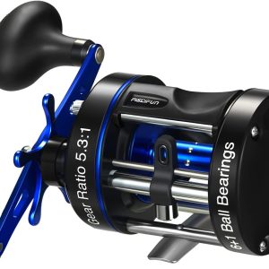 Piscifun Chaos XS Baitcasting Fishing Reel, Reinforced Metal Body Round Baitcaster Reel, Smooth Powerful Saltwater Inshore Surf Trolling Reel, Conventional Reel for Catfish, Musky, Bass, Pike